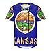 Vnurnrn Kansas State Flag Mens Baseball Button Down Jersey Hipster Hip Hop T Shirts