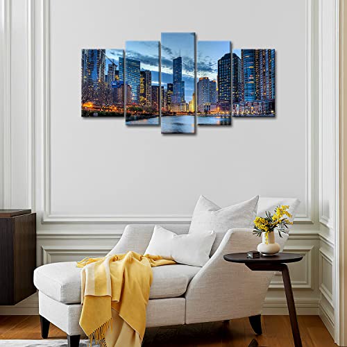 5 Panel Wall Art Painting Chicago Illinois Usa Pictures Prints On Canvas City The Picture Decor Oil For Home Modern Decoration Print #TOP4