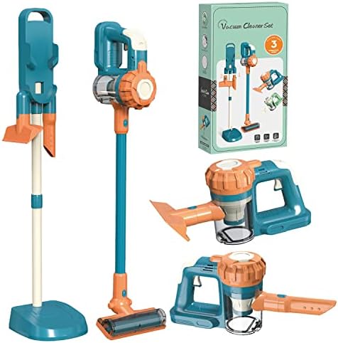 BAYMI 3-in-1 Kids Vacuum That Really Works, Toddler Toy Vacuum Cleaning Set for Children Aged 3+, Fun Kids Working Toy Vacuum Cleaner with Working Suction for Realistic Play (630Blue)