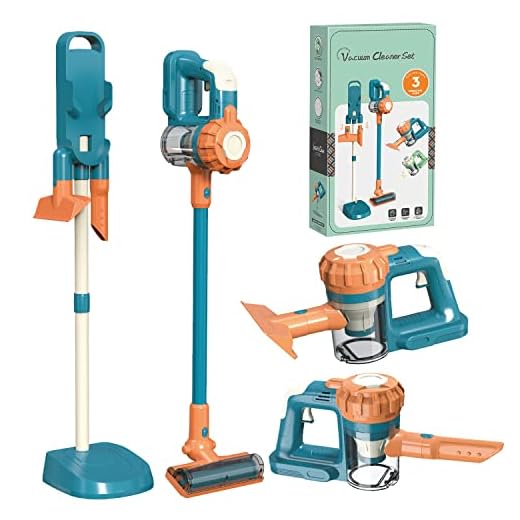 BAYMI 3-in-1 Kids Vacuum That Really Works, Toddler Toy Vacuum Cleaning Set for Children Aged 3+, Fun Kids Working Toy Vacuum Cleaner with Working Suction for Realistic Play (630Blue)