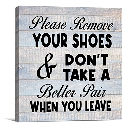 Lameila Humorous Remove Shoes Sign Wall Art Prints Canvas Painting Rustic Please Remove Your Shoes Print Country Home Decor 8" X 8" #TOP12