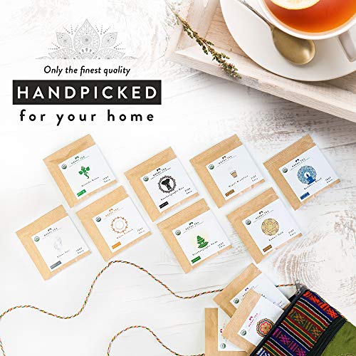 Leaf Tea Sampler Set Travel Pouch, Loose Leaf Tea Set, Nepali Tea Leaves Gift Set, Loose Leaf Tea Variety, Loose Tea Sampler Tea Kit From The Himalayas, 11 Ct, 4.5 Oz (Approx. 25 To 30 Cups Of Tea) Green - Nepal Tea #TOP2