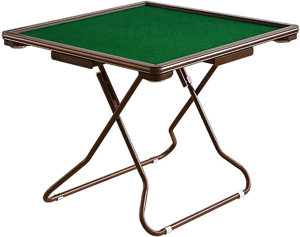 Folding Mahjong Table, Portable Card Table with Cup Holders and Chip Grooves, Ideal for Poker, Board Games, and Tiles Games