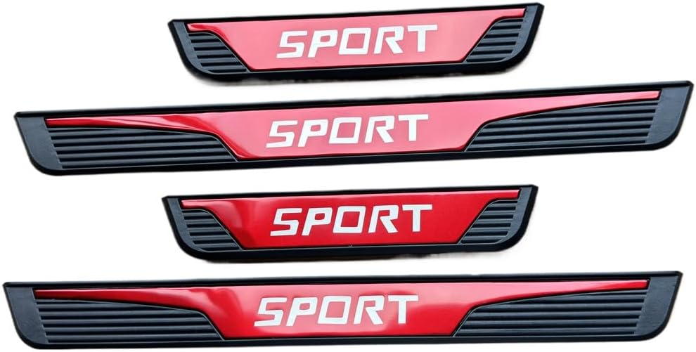 Car Door Sill Protector,Stainless Steel Car Door Sill Scuff Plate Guard Sills,Anti-Scratch Threshold Cover Strips for Car Truck SUV,Automotive Door Entry Guard Protector Trim(Red,4PCS)