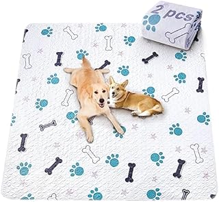 PICK FOR LIFE 2 Pack Fast Absorbent Reusable Puppy Pads, 80*92CM Waterproof and Washable Dog Pee Pads for Puppy Dogs, Non-Slip and Reusable Puppy Training Pads for Playpen, Kennel and Outdoors(White)