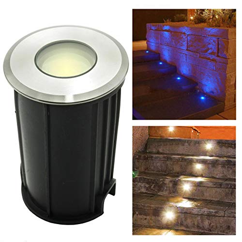 Zeitnet Inc. Faretto LED 12V 24V calpestabile tondo 1W segnapassi incasso terreno giardino IP68 bassa tensione illuminazione esterni viale percorso bordo piscina