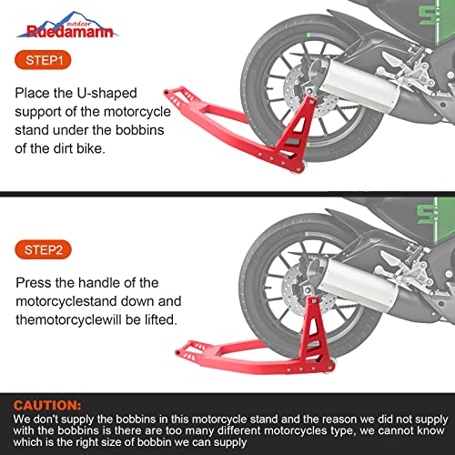 Ruedamann Motorcycle Stand, 750 Lbs Capacity, Adjustable 11.6"-14.8"W Rear Motorcycle Lift Stand, Equipped With Front Brackets, Motorcycle Paddock Stand For Sport Bike,Ruggedized,Dirt Bike, Red #TOP7