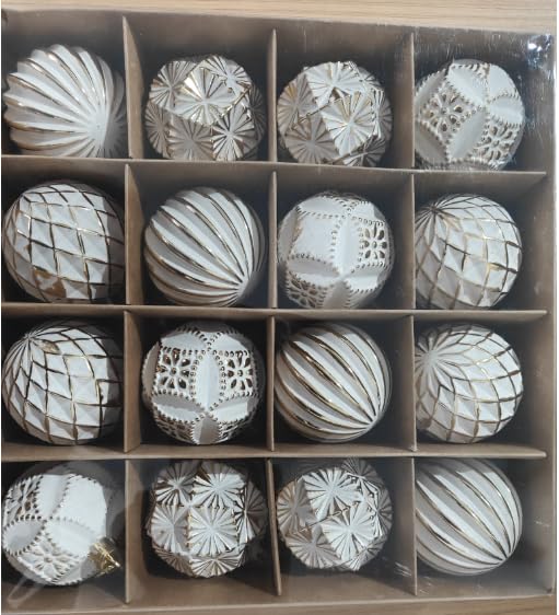 クリスマス ボール オーナメント SVNVIOZ 北欧風 16個セット 6㎝ ゴールド ホワイト ボール クリスマスツリー 飾り 豪華 多種類 おしゃれ デコレーション