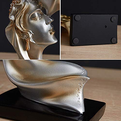 Newqz The Kissing Lover Statues Suitable Wedding Gift, For Desk Cabinet Home Decoration, H10.2 Inch (Champagne) #TOP6