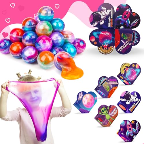 30 Pack Valentines Day Gifts for Kids Classroom - Galaxy Slime Valentines for Kids with Valentine Day Cards for School, Class Valentine's Day Exchange Gifts by Gralima - Image 4