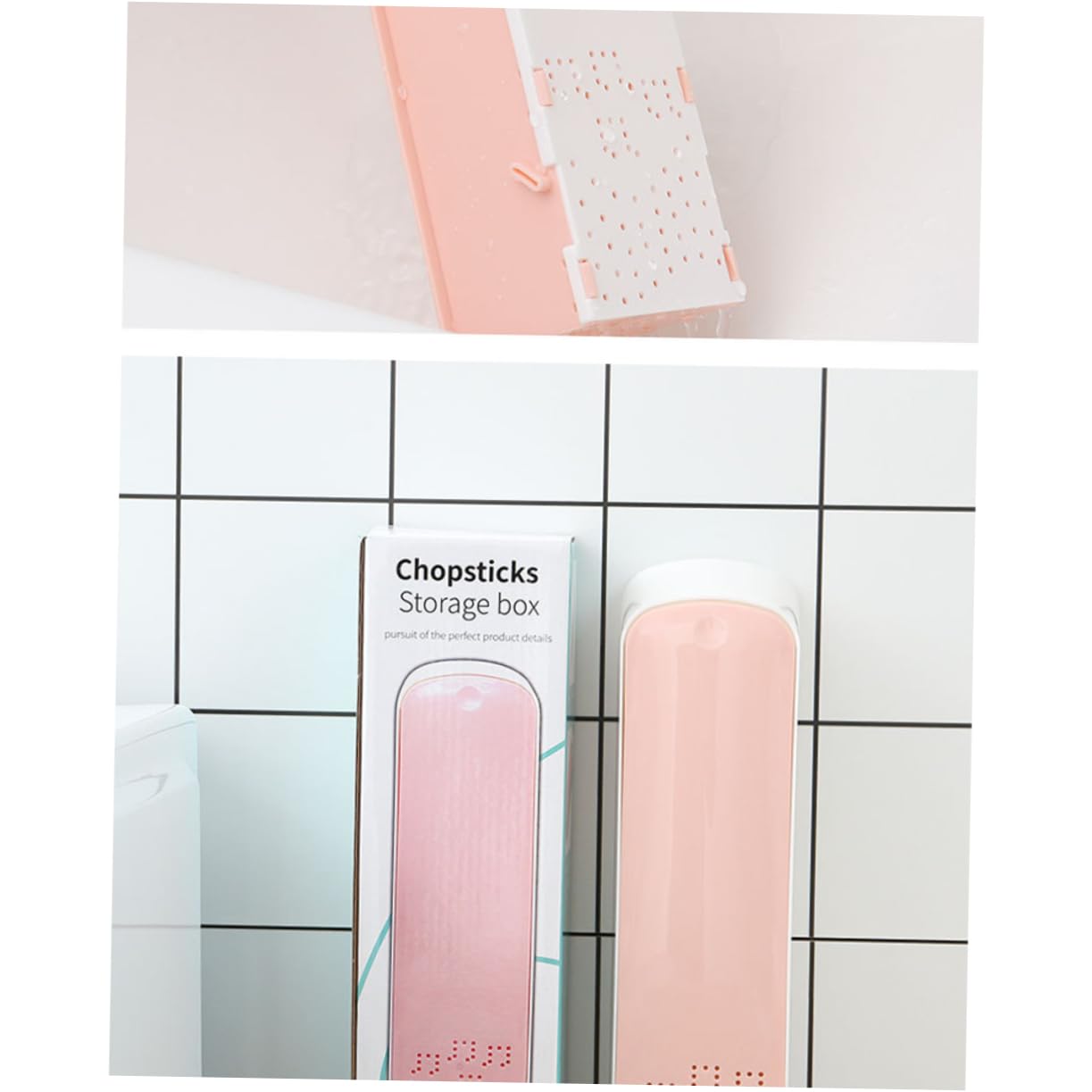 BIUDECO Cutlery Storage Chopsticks Storage Container Wall-mounted Cutlery Holder Chopsticks Racks Storage Holder Chopstick Dispenser Chopsticks Case Countertop Dispenser Flatware Pink