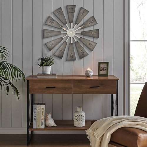 CLXEAST-Farmhouse-Windmill-Decor-30-Inch-Wall-ClockDIY-Adjustable-Size-2426283032Oversized-Large-Wall-Clocks-for-Living-Room-DecorWall-ArtWall-Decor-PlasticGrey-Oak-Finish CLXEAST Farmhouse Windmill Decor 30 Inch Wall ClockDIY Adjustable Size 2426283032Oversized Large Wall Clocks for Living Room DecorWall ArtWall Decor PlasticGrey Oak Finish