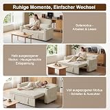 Devoko 2-Sitzer Schlafsofa 140 cm breit, Modernes Sofa mit Schlaffunktion, Ausziehbare Schlafcouch mit Verstellbarer Rückenlehne, Platzsparendes Klappsofa für Wohnzimmer, Beige - 7