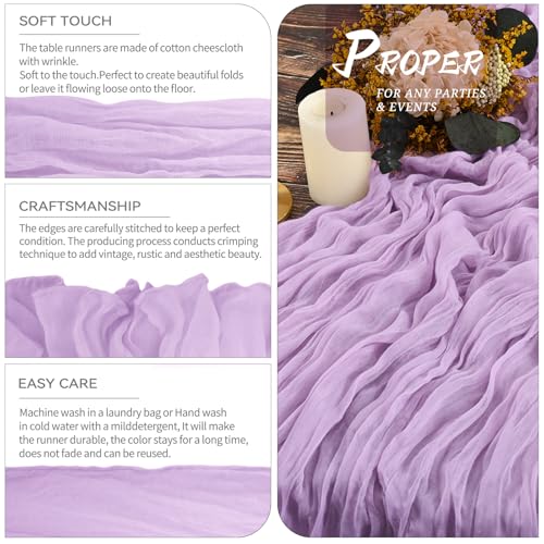 YMHPRIDE 6 Packs Cheesecloth Table Runner Purple, 55x300cm Rustic Gauze Fabric Boho Table Runner - Image 3