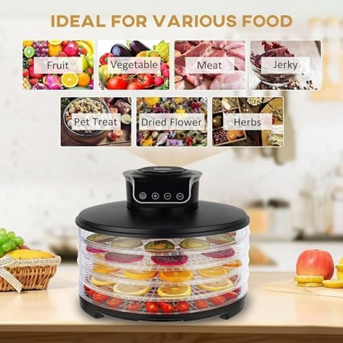Food Dehydrator DryLite 245 – 5 Tray Adjustable, BPA-Free – 4-Hour Quick Drying, Even Heat, Easy Temp Control – Fruit, Veggie, Meat Jerky Maker (Black) - Thumbnail 5
