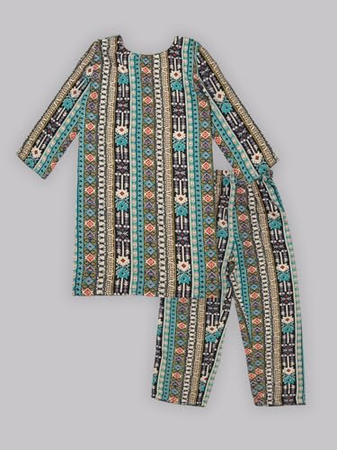 Image of A.T.U.N. (ALL THINGS UBER NICE) Girls Printed 3 /4 Sleeve Kurti and Pant Set | Stylish Traditional Ethnic Wear Salwar Suit Set for All Ocassions