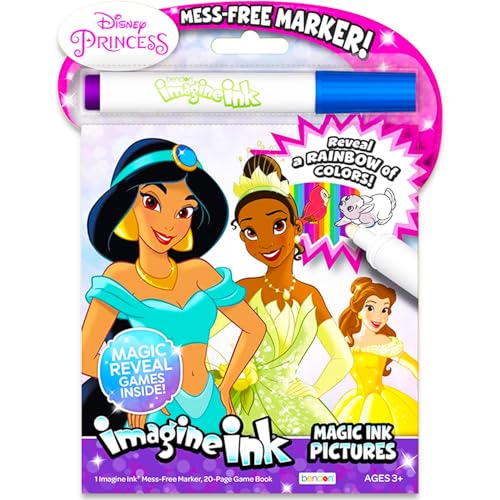 Disney Princess 24 Page Imagine Ink Magic Ink Pictures with 1 Mess Free Marker Bendon 26012