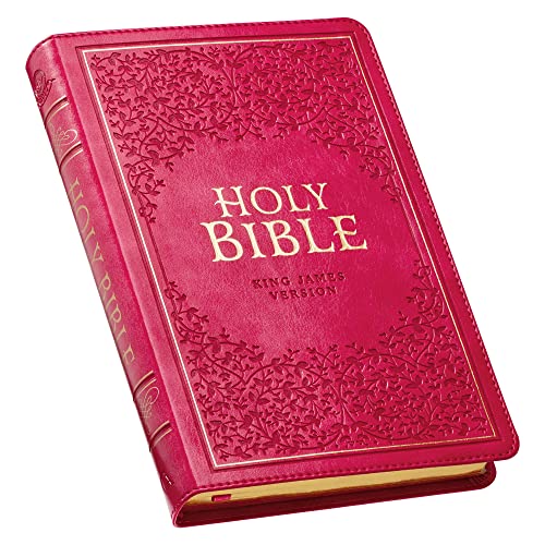 KJV Holy Bible, Standard Size Faux Leather Red Letter Edition Thumb Index & Ribbon Marker, King James Version, Pink (KJV Deluxe Gift Editions)