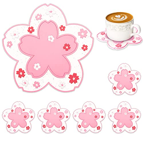Conisy Posavasos de Silicona para Bebidas, Juego de 6 Bonitos Antideslizantes Lavable Coasters para...