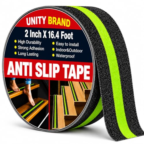 Image of Unity Brand Anti Slip Grip Tape Non-Slip Traction Tapes With Glow In The Dark Reduce The Risk Of Slipping For Indoor Or Outdoor Stair Tread Step, Other Slippery Surfaces 2 Inch X16.4 Foot (Pack OF 1)