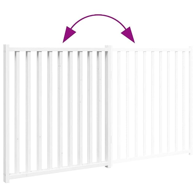 Foto 4 de 8 de vidaXL Puerta de Perros Plegable 2 Paneles Madera Abeto Blanco 160 cm, Puerta para Mascotas