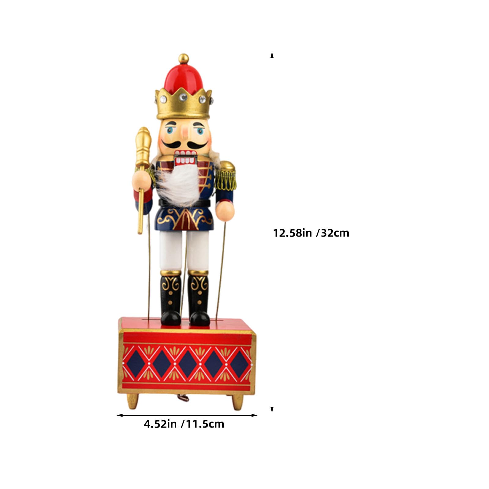 Boîte à Musique Casse-Noisette en Bois 3pcs 32cm, Centre de Table Classique et Élégant, Décor de Noël Saison des Fêtes