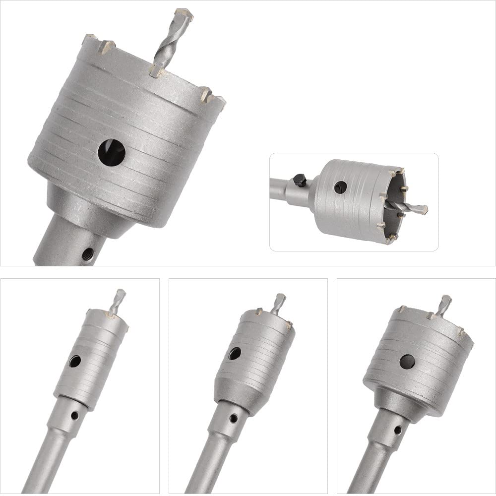 Taladros de martillo de 30-160 mm Juego de brocas para sierra de pared Herramientas de corte con eje redondo Abridor de agujeros para piedra de cemento y hormigón 1 pieza, SDS Max link 400 mm