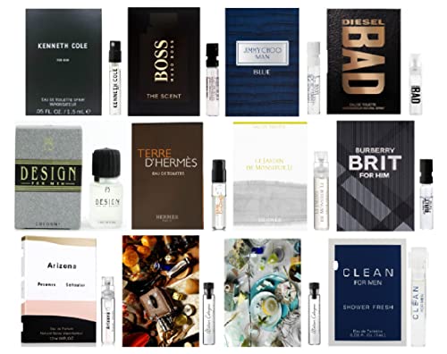 12 Cologne Designer Samples Vial Set for Men with Velvet bag