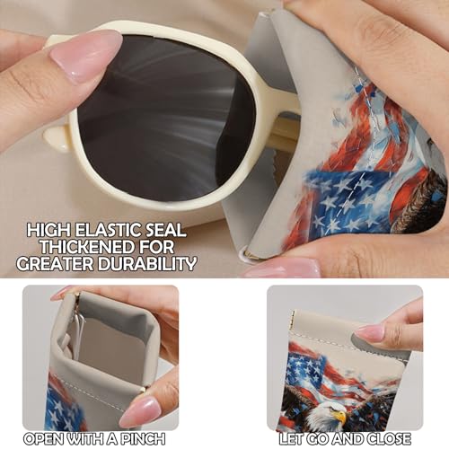 Image of 2 PCS Glasses Eyeglass Sunglasses Case Pouch Soft PU Leather Cute Aesthetic with Cleaning Cloth for Boys Men Man