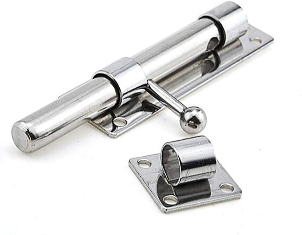 Door Lock,Gate Bolt,Sliding Bolt,Door Bolt Barrel Sliding Latch Lock- 6in/8in/10in,Bathroom Gate Surface Lock Catch For Toilet Shed Bedroom Door Latch,Easy Fit(Color:Silver,Size:6 inch / 163mm)