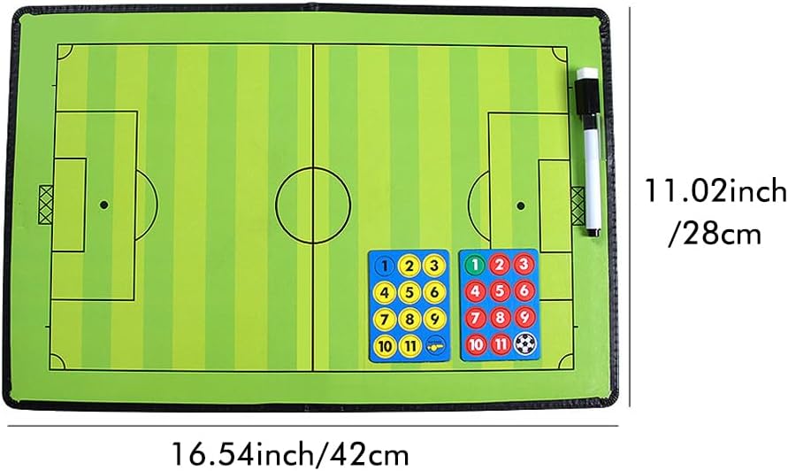 Soccer Coaching Board Soccer Coaches Clipboard, Football Board Portable Football Coaching Marker Board with Magnets, Marker, Eraser(Green,Size:4.53x0.47inch)