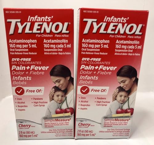 Image of Tylenol Infants Oral Suspension, Dye-Free, Cherry, 2 Fl. Oz (Pack of 2)