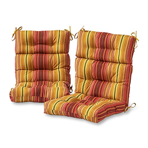 Greendale Home Fashions Outdoor 44x22-inch High Back Chair Cushions (Set of 2), Cinnamon Stripe