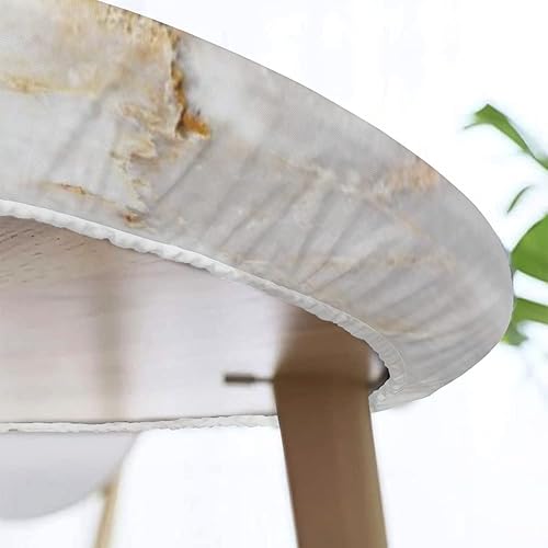 Miniatura 5 de Yaofuren Mantel redondo con diseño de textura de mármol, borde elástico, adecuado para catering y cocina, se puede limpiar para mesa de comedor,