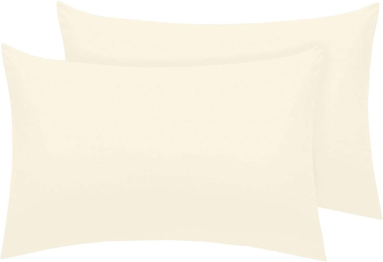 PizunaDeluxe 100% Cotton New Ivory Housewife Pillowcases 2 Pack 48x74, 600 Thread Count Long Staple Cotton Pillow Case Luxurious Sateen Standard Housewife Pillow Cases (Ivory Pillow Cases 2 Pack)