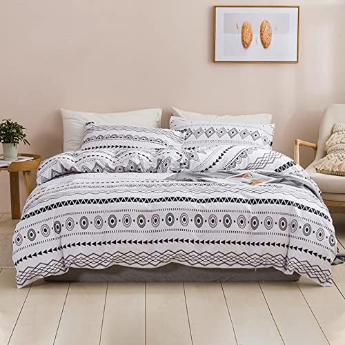 Argstar 2 Pcs Single Duvet Covers, Bohemian Retro Bedding Set, Coloful Mandala Down Comforter Cover, Boho Floral Style Quilt Cover, 100% Ultra Microfiber, 1 Duvet Cover and 1 Pillow Sham
