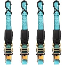 Everest 1" x12 Blue Ratchet 4pk 500lbs WLL - Cargo Straps for Moving Appliances, Lawn Equipment - Motorcycle Tie Downs - Cargo Straps for Trucks