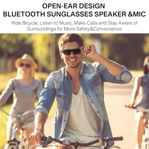 Image of Sports Smart Glasses,Cycling Bluetooth Sunglasses for Men &Women,Open Ear Sound with Mic &Speakers,Touch &Voice Assistant,UV Protection,Polarized lens,Wireless Headphone Sunglasses for Running Fishing
