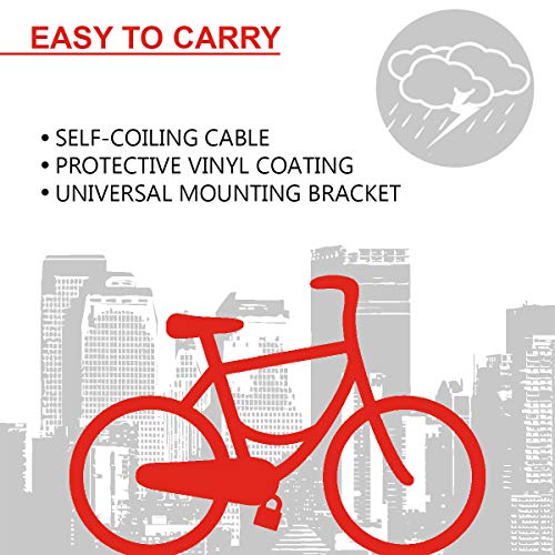 Master Lock Bike Cable Lock, Combination, 1.8 m Coiling Cable, Outdoor, Mounting Bracket 8190EURDPRO - Image 4