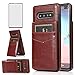 Phone Case for Samsung Galaxy S10 with Tempered Glass Screen Protector and Credit Card Holder Wallet Cover Stand Leather Cell Accessories Glaxay S 10 Edge Gaxaly 10S GS10 X10 Cases Women Men Brown