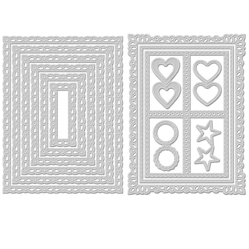 KVMDVSY Rectangle Frame Cutting Dies, Nesting Rectangle Frame Die Cuts for Card Making, Metal Cutting Dies Stencils for DIY Craft Paper Card Making Embossing