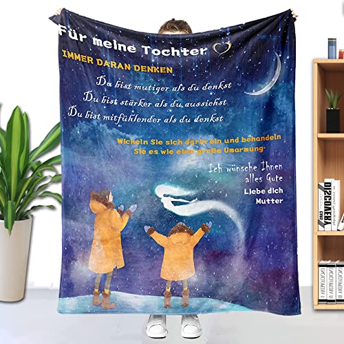 Manta de peluche regalos personalizados, para mi hija Personalizada Mensaje Carta Manta de la Madre a la Hija, Manta de Cartas,Estímulo positivo y Amor Hija (Azul, 150 x 200 cm) Cover