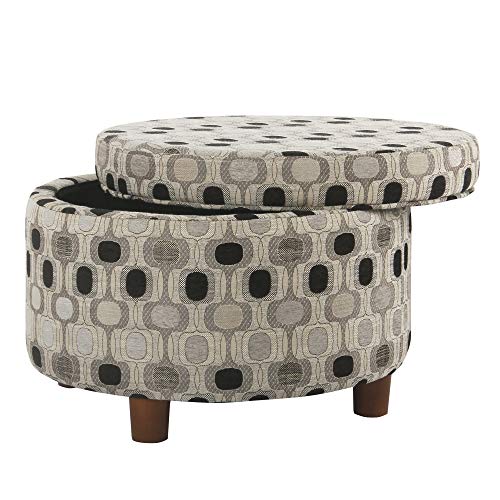 Homepop Home Decor | Upholstered Round Storage Ottoman | Ottoman