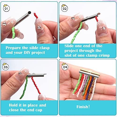 All Size Slider Clasp For Beading Slide Tube Cord Ends With Open Jump Ring Lobster Clasp Chain Extender Jewelry Finding Kit For Beading Necklace Bracelet Jewelry Making (6 Sizes, Silver) #TOP4