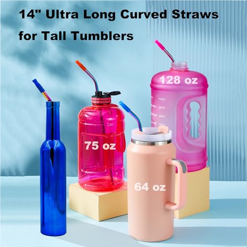 4 pitillos metálicos curvos extra largos de 14 pulg reutilizables miniatura 6