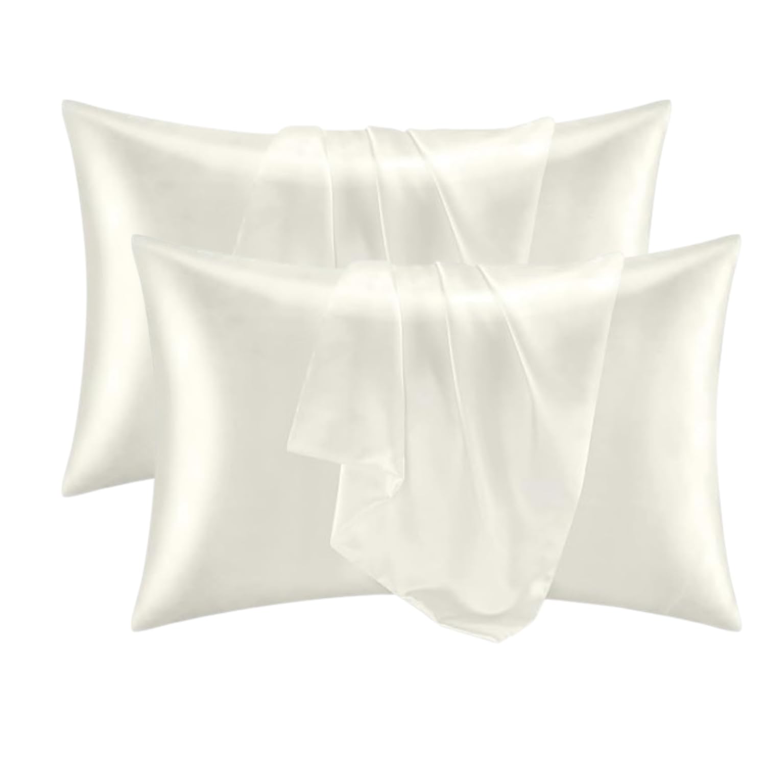 RAGGLE Satin Silk Pillowcase for Hair and Skin Standard Size 18"X 28" with Soft Breathable Smooth Cooling Pillow Covers for Sleeping or Pillow Protector (4, Off White)