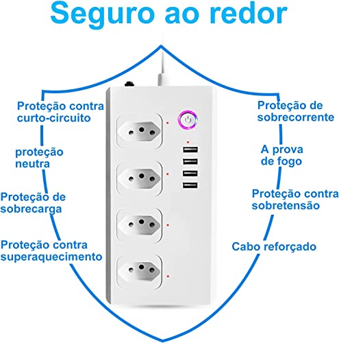 Jinvoo WiFi Extensão Inteligente Trabalhe com Alexa Google Home Brasil aprovado, Protetor Eletrônico
