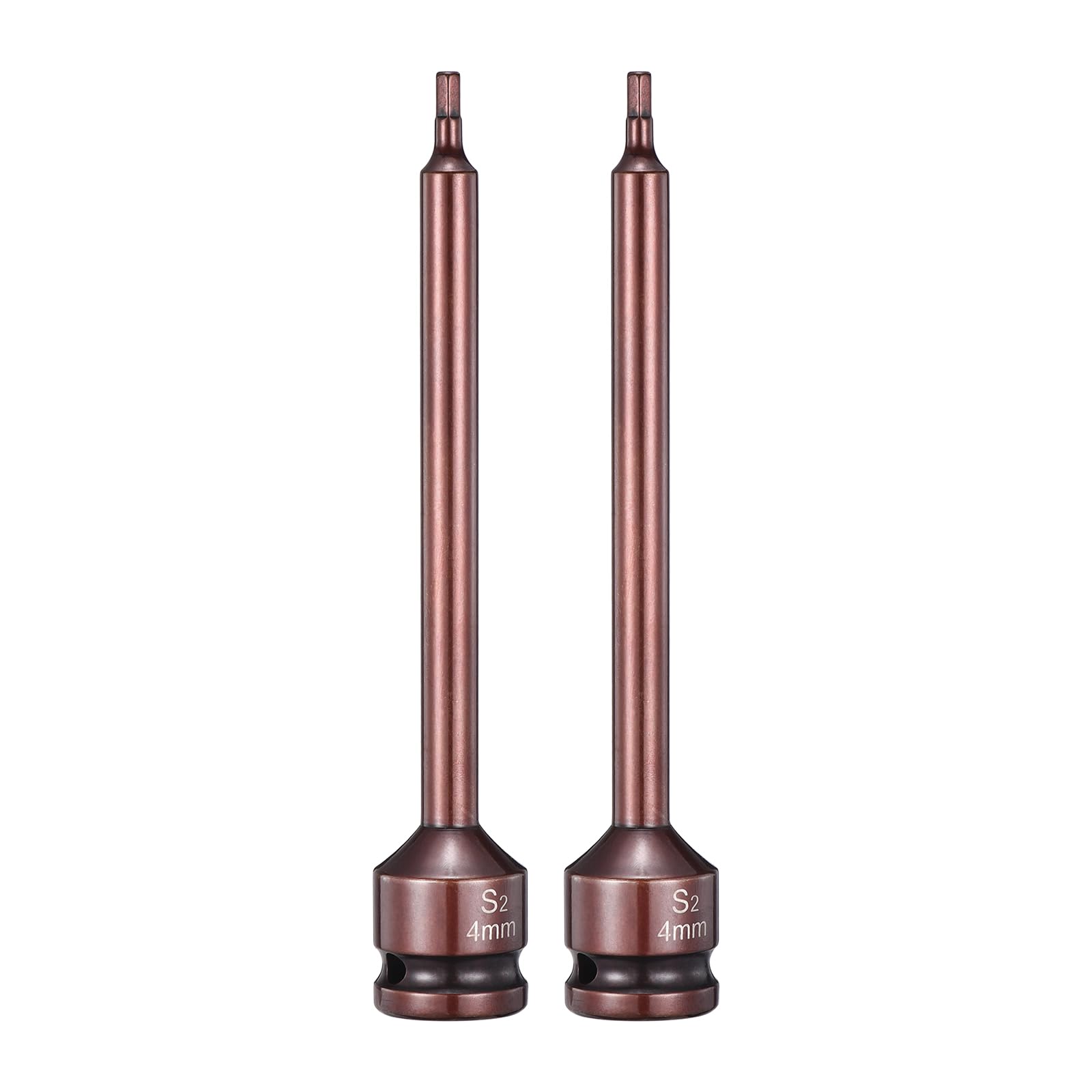 sourcing map 2pcs Impact Hex Bit Socket 1/2" Drive 4H (4mm) Hex Bits 6" Length S2 Steel Metric Impact Wrench Socket Adapter Tool for Automotive Repair Industrial Construction and Home DIY — image 1
