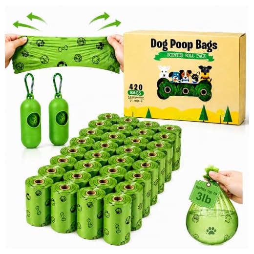 TVOOD Dog Poop Bags(420 Count), Scented Poop Bags for Dogs Leak Proof Doggie Waste Disposal Bags Refill Rolls with 2 Free Dispenser