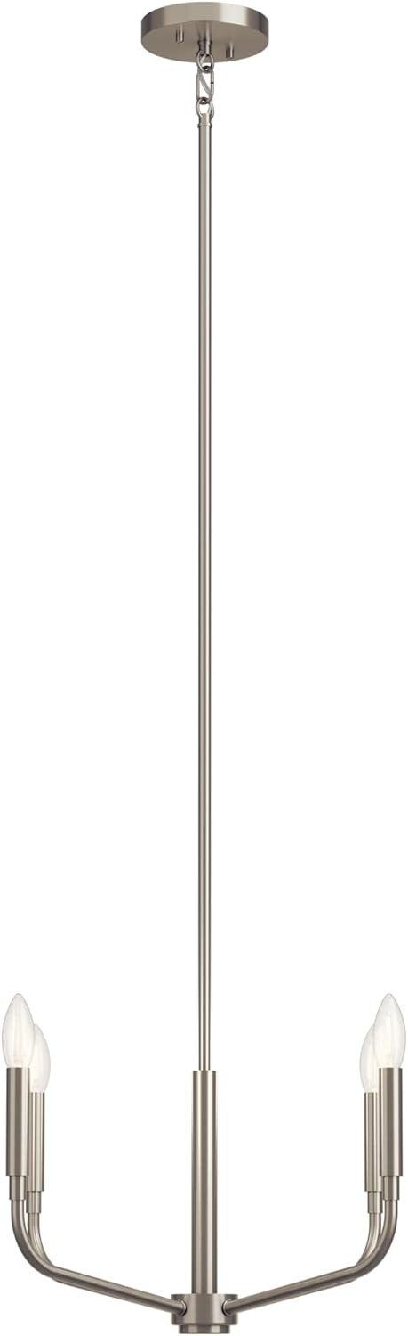 Kichler Madden 4-Light Convertible Chandelier, Soft Modern Light in Brushed Nickel, Sloped Ceiling Compatible, for Entryway, Breakfast Nook or Laundry Room (16.75" x 20"), 52716NI